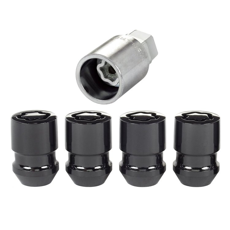 Locking Lug Nuts-Chrome/Black Cone Seat-Short Style