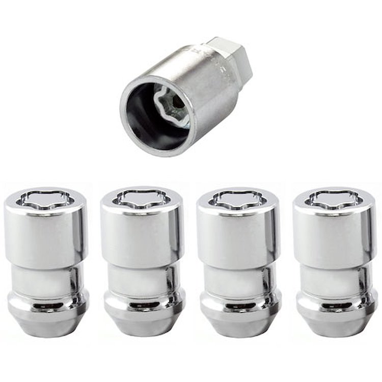 24157 Locking Lug Nuts, Chrome Cone Seat-Short Style Thread Size: M12 x 1.5 Key Hex Size: Dual Includes 4 Lug Nuts & 1 Key