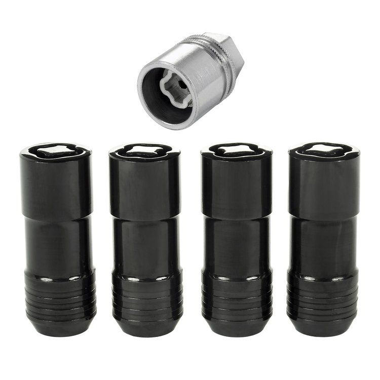24208 Locking Lug Nuts-Chrome/Black Cone Seat Style