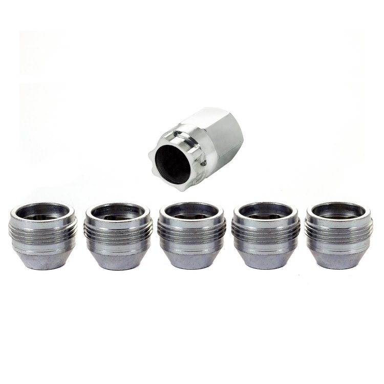 24519 Locking Lug Nuts, Chrome Cone Seat-Open End Style Thread Size: M14 x 1.5 Key Hex Size: 22mm Includes 5 Lug Nuts & 1 Key
