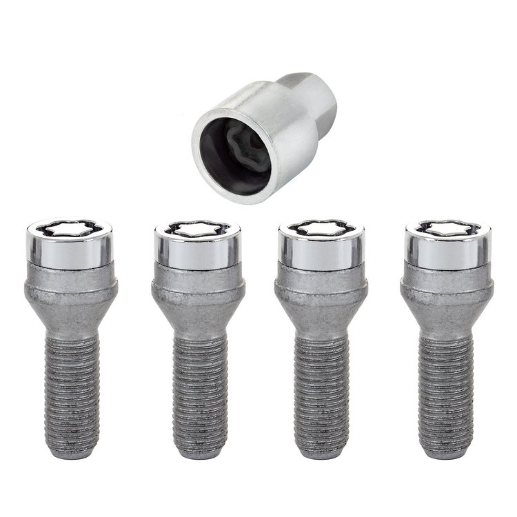Chrome Cone Seat Seat Lug Bolts Threads: M14 x 1.5