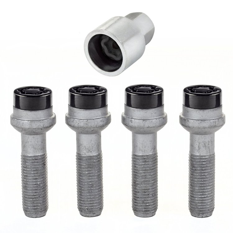 28317 Chrome/Black Radius Seat Lug Bolt Threads: M14 x 1.5