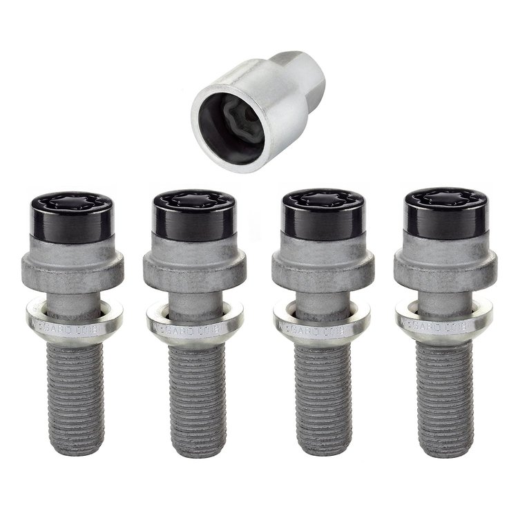 28332 Chrome/Black Radius Seat Lug Bolt Threads: M14 x 1.5