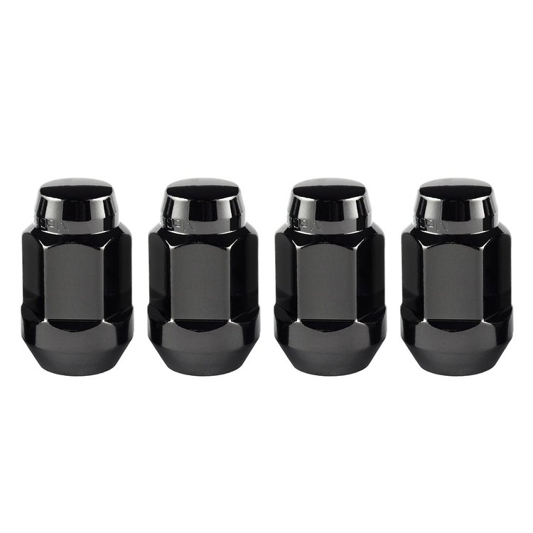 64074 Chrome/Black Acorn/Conical Seat Lug Nuts M14 x 1.5 Thread Size