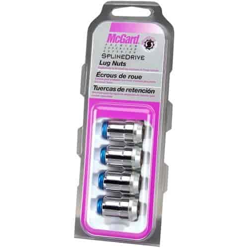 Chrome Tuner Style Spline Drive Lug Nuts w/Blue Cap M12 x 1.25