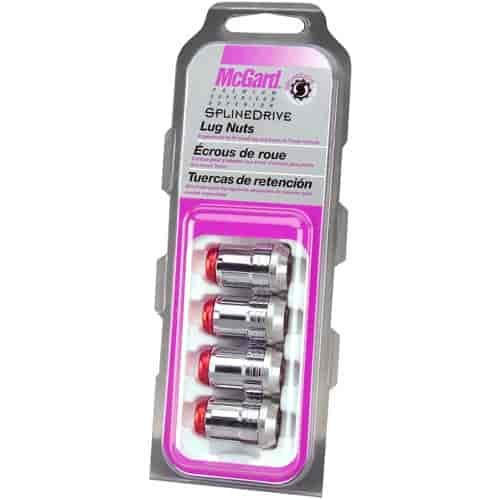 Chrome Tuner Style Spline Drive Lug Nuts w/Red Cap M12 x 1.5