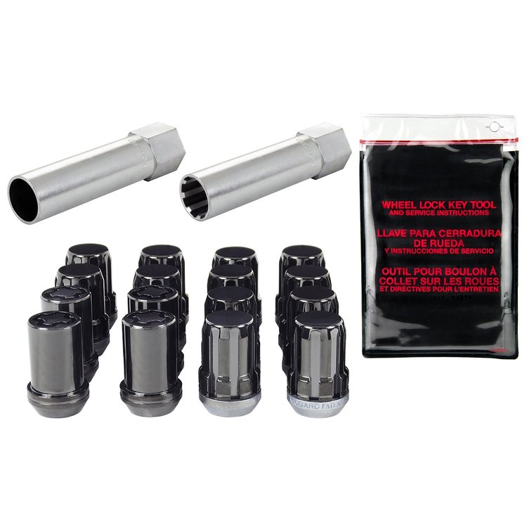 Black Tuner Style Spline Drive Lug Nut Kit M12 x 1.25 Thread Size 13/16" Hex Size