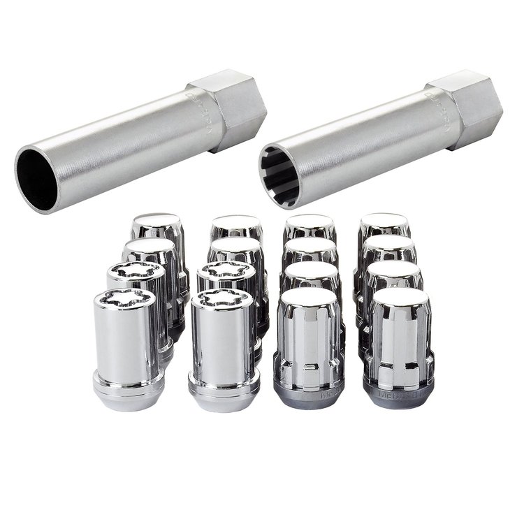 65457CN Chrome Tuner Style Spline Drive Lug Nut Kit M12 x 1.5 Thread Size 13/16" Hex Size