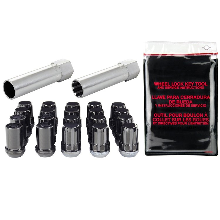 65554BK Black Tuner Style Spline Drive Lug Nut Kit M12 x 1.25 Thread Size 13/16" Hex Size 20 Lug kit