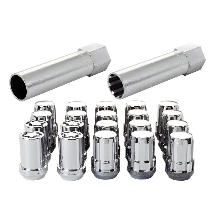 65554CN Chrome Tuner Style Spline Drive Lug Nut Kit M12 x 1.25 Thread Size 13/16" Hex Size
