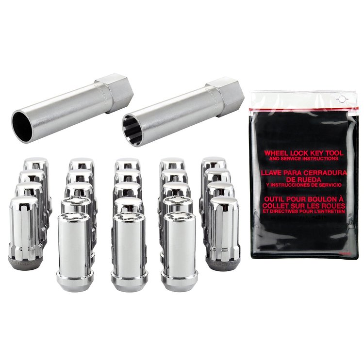 Chrome Tuner Style Spline Drive Jeep Lug Nut Kit 1/2" x 20 Thread Size