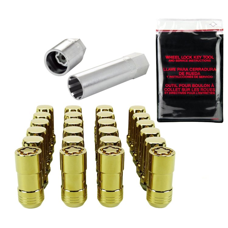 65610GD Gold Tuner Style Spline Drive Lug Nut Kit M14 x 1.5 Thread Size