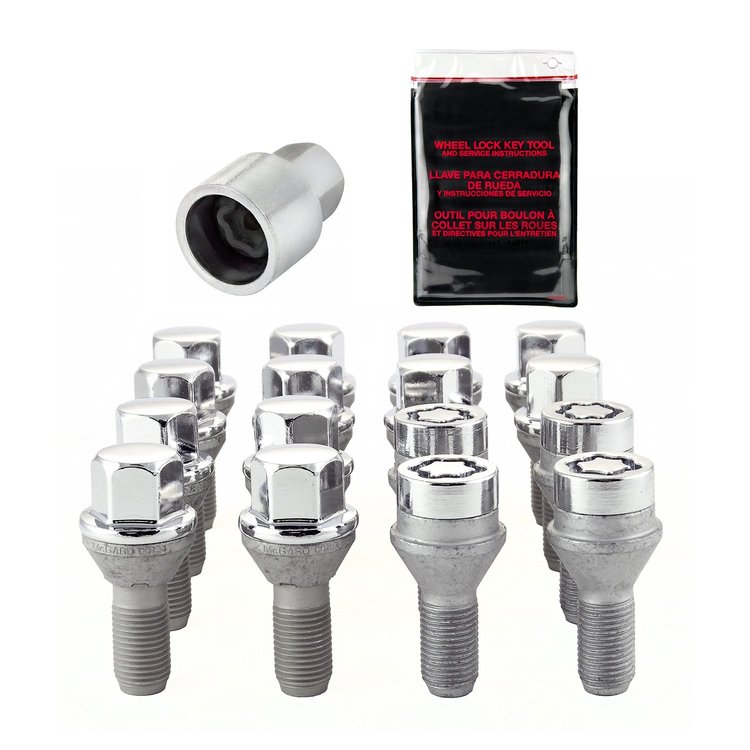 Chrome Cone Seat Lug Bolt Kit M12 x 1.25 Thread Size