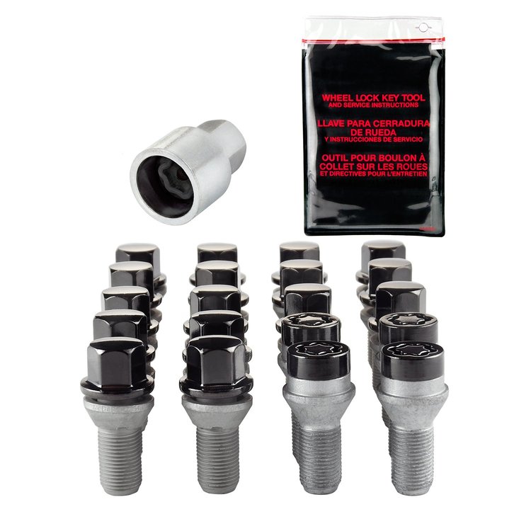 Black Cone Seat Lug Bolt Kit M12 x 1.25 Thread Size