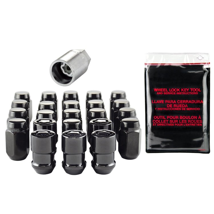 Jeep Black Chrome Acorn/Conical Seat Lug Nut Kit 1/2"-20 Thread Size