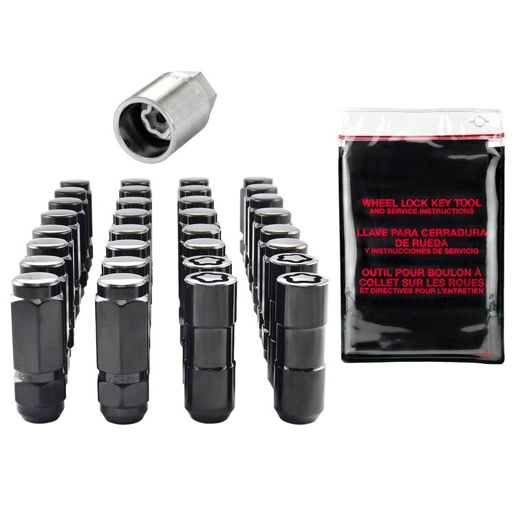 84844 Black Chrome Acorn/Conical Seat Lug Nut Kit 9/16"-18 Thread Size