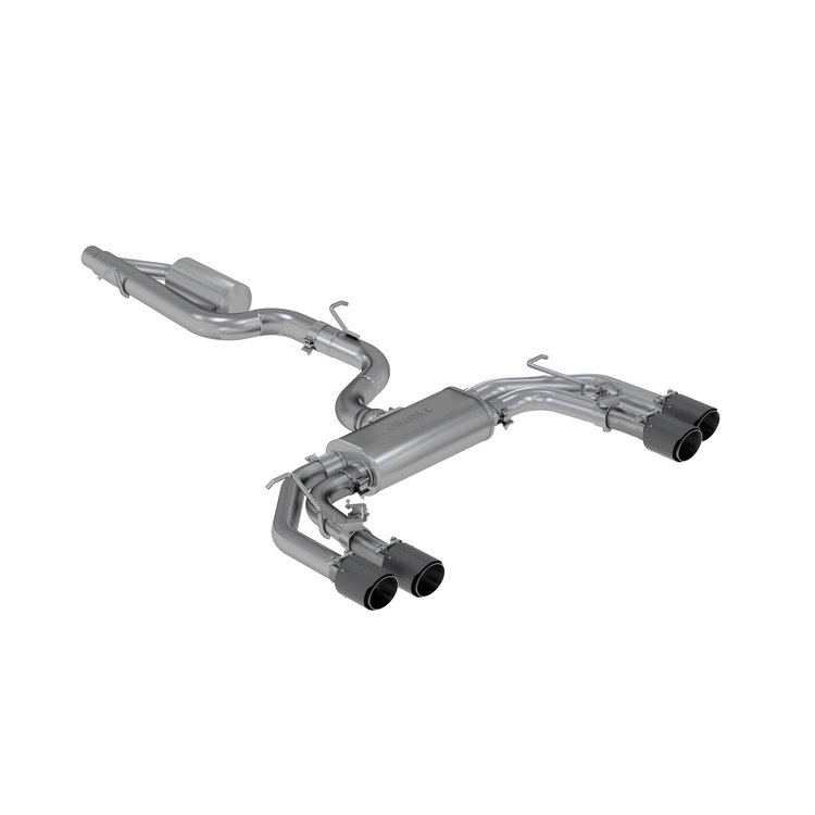 S46043CF Cat-Back Exhaust System 3 in., Quad Split Rear Exit, Active Profile, Carbon Fiber For 2019-2020 Audi S3