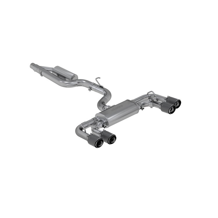 S46053CF Cat-Back Exhaust System 3 in., Quad Split Rear Exit, Active Profile, Carbon Fiber For 2019-2015 Volkswagen Golf