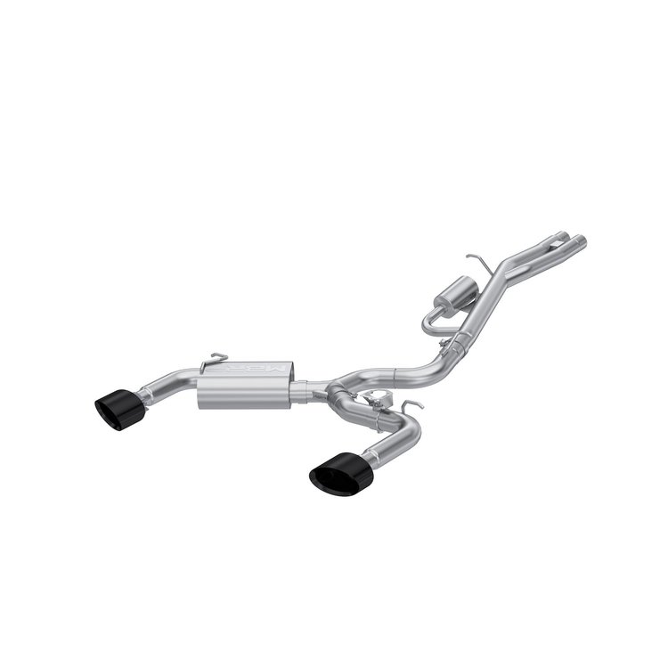 S46103BC Cat-Back Exhaust System 3 in., Dual Split Rear Exit, Oval Tips, Black For 2020-2017 Audi RS3