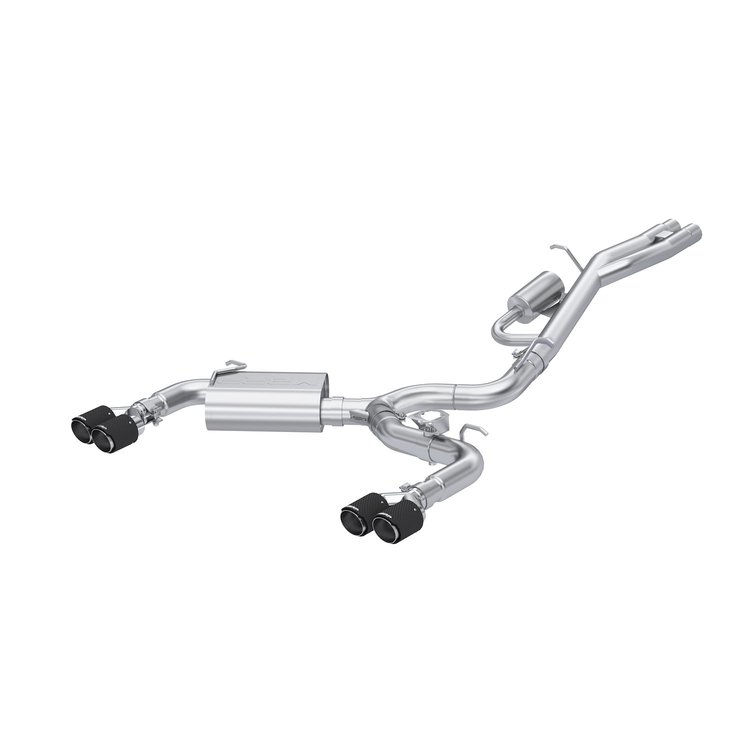 S46103CF Cat-Back Exhaust System 3 in., Dual Split Rear Exit, Quad Tips Carbon Fiber For 2020-2017 Audi RS3