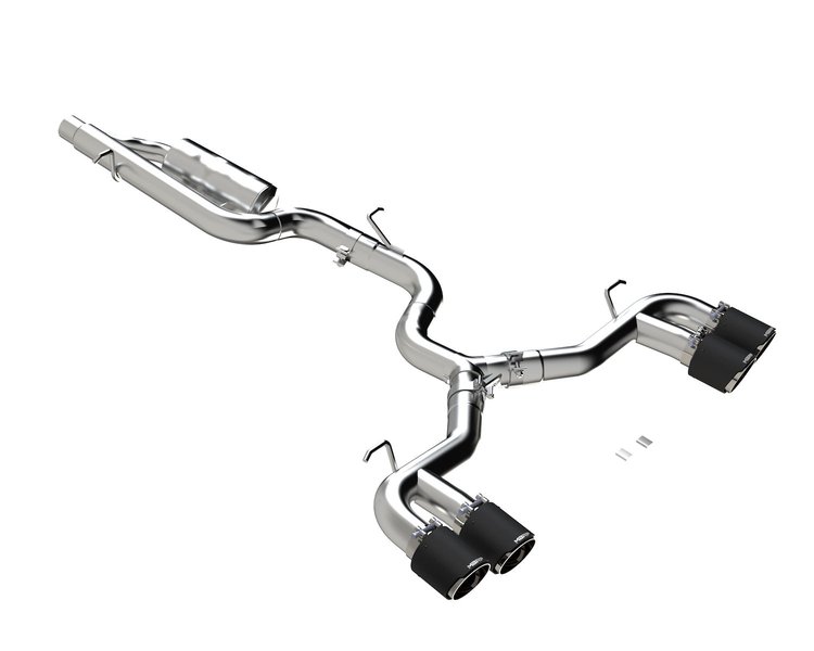 S46123CF Cat-Back Exhaust System 3 in., Quad Split Rear Exit, Tips, Valve Delete For 2025-2022 Volkswagen Golf