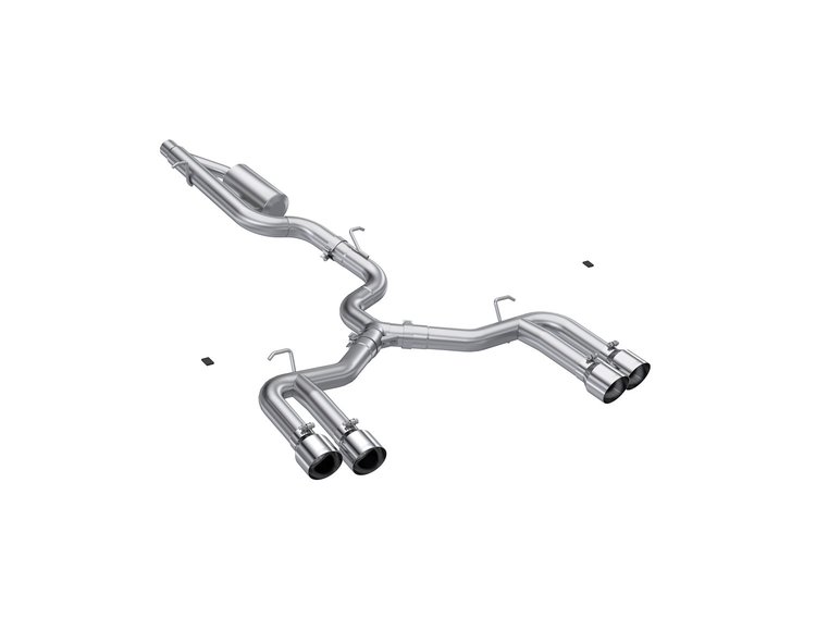S4620304 Cat-Back Exhaust System 3 in., Dual Split Quad Rear Exit, Valve Delete For 2024-2022 Audi S3