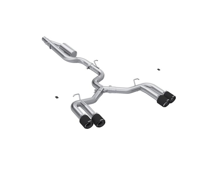 S46203CF Cat-Back Exhaust System 3 in., Dual Split Quad Rear Exit, Valve Delete, Carbon Fiber For 2024-2022 Audi S3