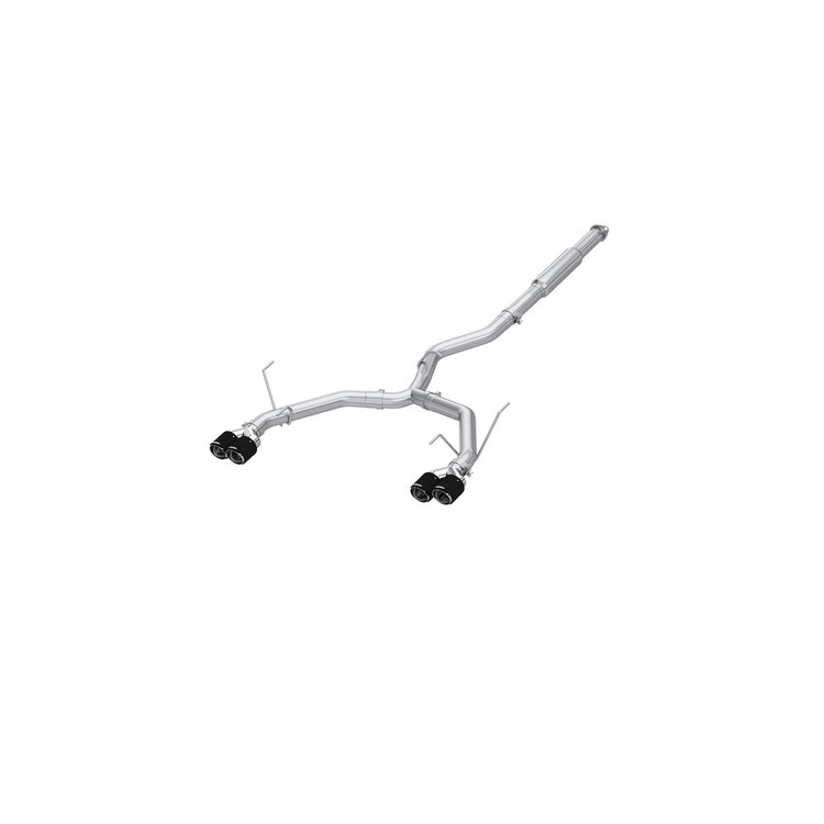 S48083CF Cat-Back Exhaust System 3 in., Dual Split Rear Exit, Quad Outlet, Race Version, Carbon Fiber Fits Select Subaru WRX
