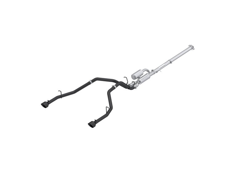 S5156BLK Cat-Back Exhaust System 3 in., 2.5 in. Dual Split Rear Exit, Black Fits Select Ram 1500