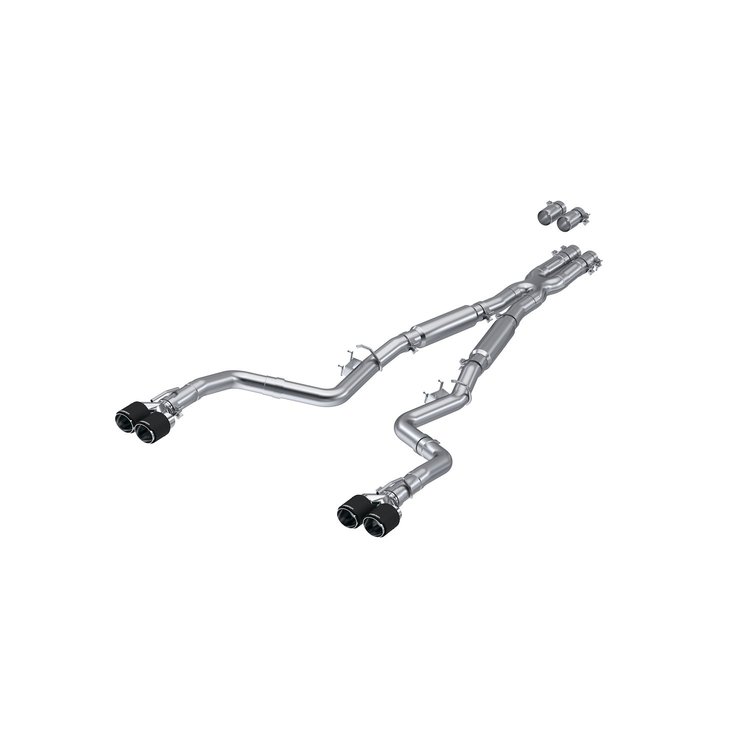 S71133CF Cat-Back Exhaust System 3 in., Dual Rear Exit, Street Version, Carbon Fiber Tips For 2016-2022 Dodge Challenger
