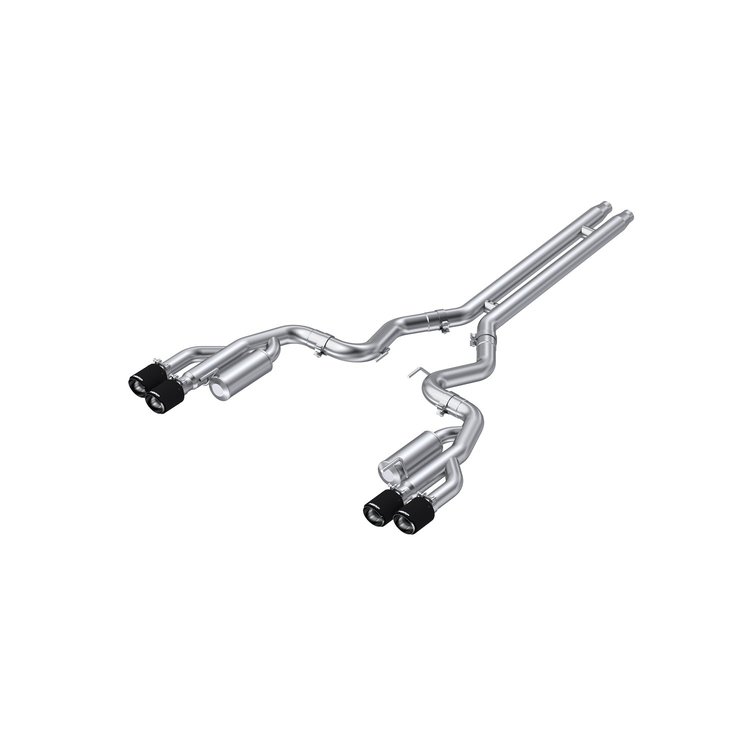 S72073CF Cat-Back Exhaust System 3 in., Dual Rear Exit, Quad Carbon Tips, Race Version For 2020-2021 Ford Mustang