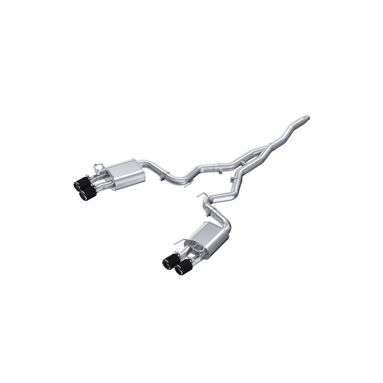 S72233CF Cat-Back Exhaust System 3 in., Quad Rear Exit, Carbon Fiber Fits Select Ford Mustang