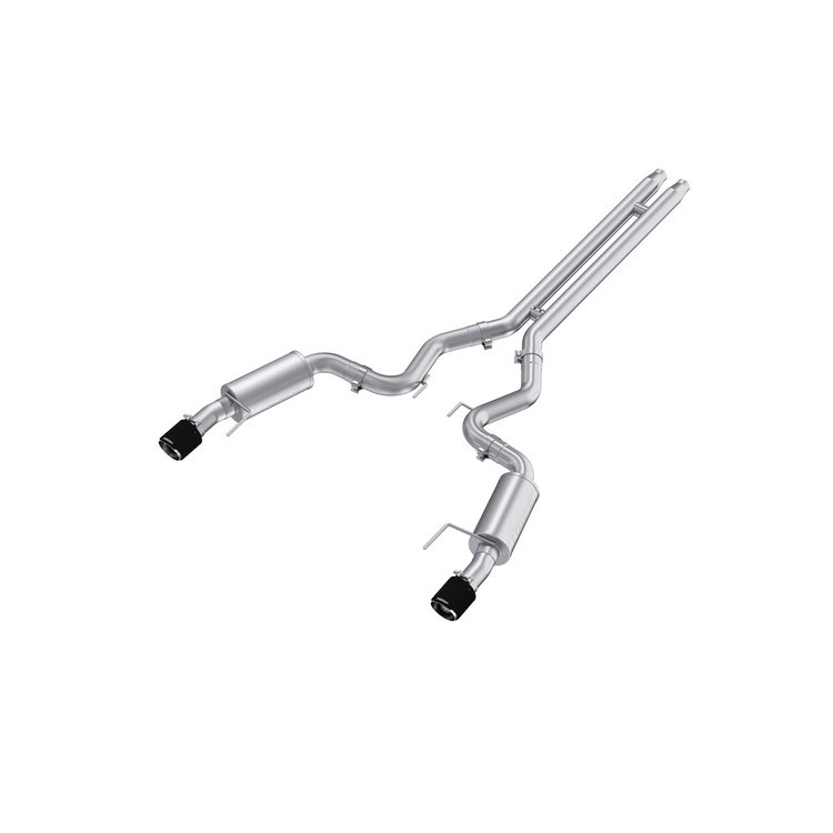S72513CF Cat-Back Exhaust System 3 in., Dual Split Rear Exit, Street Version, Carbon Fiber Fits Select Ford Mustang