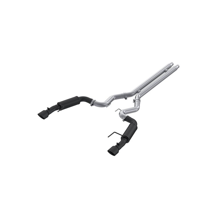S7253BLK Cat-Back Exhaust System 3 in., Dual Split Rear Exit, Race Version, Black Fits Select Ford Mustang