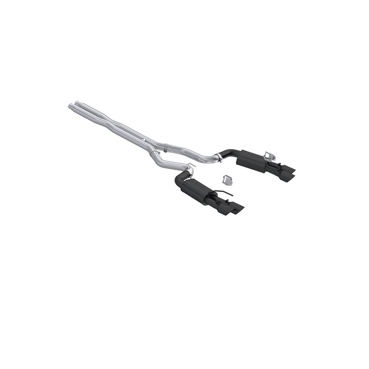 S7280BLK Cat-Back Exhaust System 3 in., Dual Rear Exit, Quad Tips, Street Version, Black Fits Select Ford Mustang