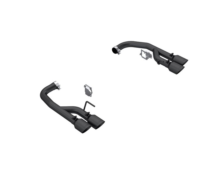 S7281BLK Axle-Back Exhaust System 2.5 in., Dual Rear Exit, Quad Tips, Black Fits Select Ford Mustang
