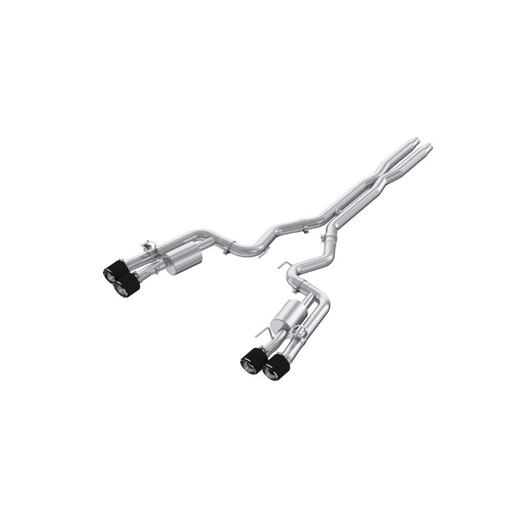 S72843CF Cat-Back Exhaust System 3 in., Quad Rear Exit, Quad Tips, Active Exhaust, Carbon Fiber Fits Select Ford Mustang