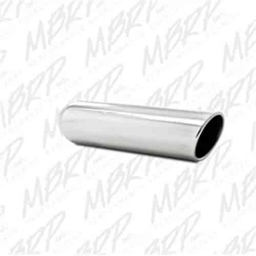 Garage Parts Exhaust Tip 2.25 in. Inlet 4 in. Outside Dia. 16 in. Length Angled Cut Rolled Edge Weld On T304 Stainless Steel