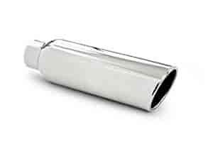 Garage Parts Exhaust Tip 2.25 in. Inlet 4 in. Outside Dia. 12 in. Length Angled Cut Rolled Edge Weld On T304 Stainless Steel