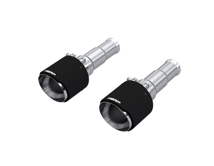 T5199CF Exhaust Tip Set Angle Cut Dual Wall 5 in. OD., Carbon Fiber For 2019-2021 Ram 1500