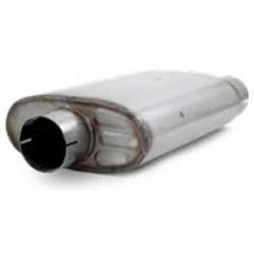 Universal Chambered Core Oval Muffler Inlet/Outlet: 3" Center/2.25" Dual
