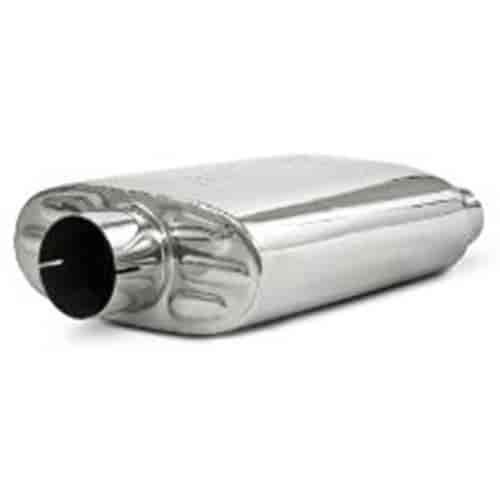 Universal Chambered Core Oval Muffler Inlet/Outlet: 2.5" Offset/Center