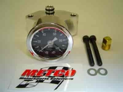 FORD V-8 Mustang Fuel Rail Adapter with Fuel Pressure Gauge 1999-2004
