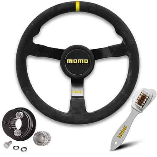 Mod N38 Steering Wheel Kit Includes Mod N38 Steering Wheel w/Black Suede Grip and Yellow Top Marker