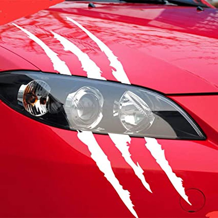 114V22 Vinyl Claw Thrash Mark Headlight Decal, Universal, Matte White