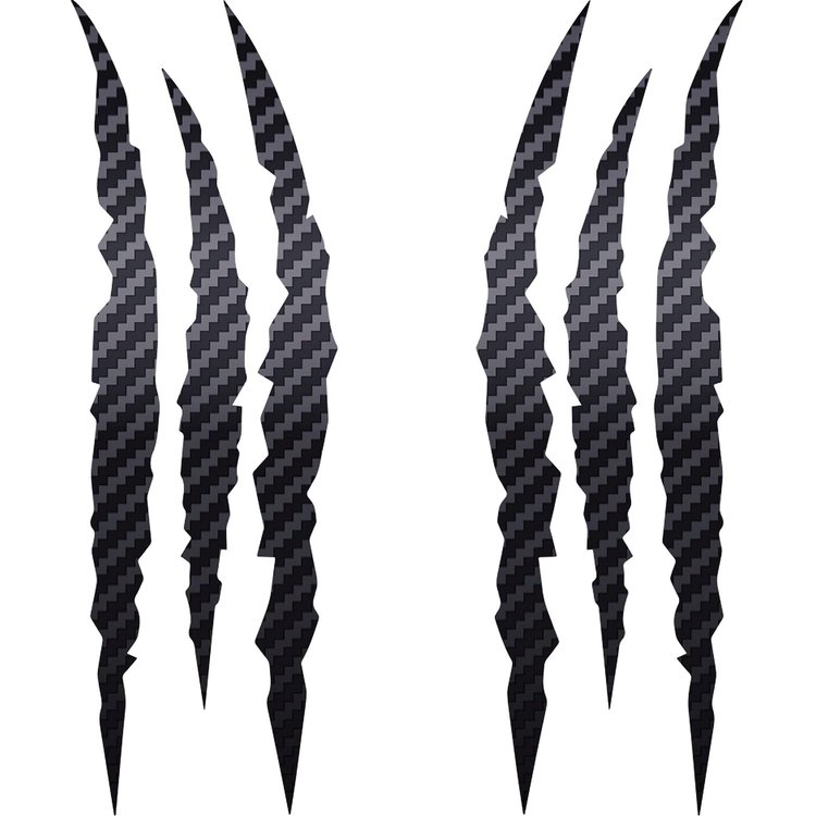 114V40 Vinyl Claw Thrash Mark Headlight Decal, Universal, Black Carbon Fiber