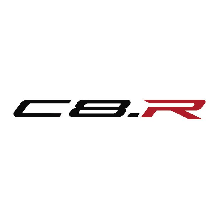 119V01 C8.R Rear Quarter Panel Script Decal, 2020-2024 Chevy Corvettel, Gloss Black/Red
