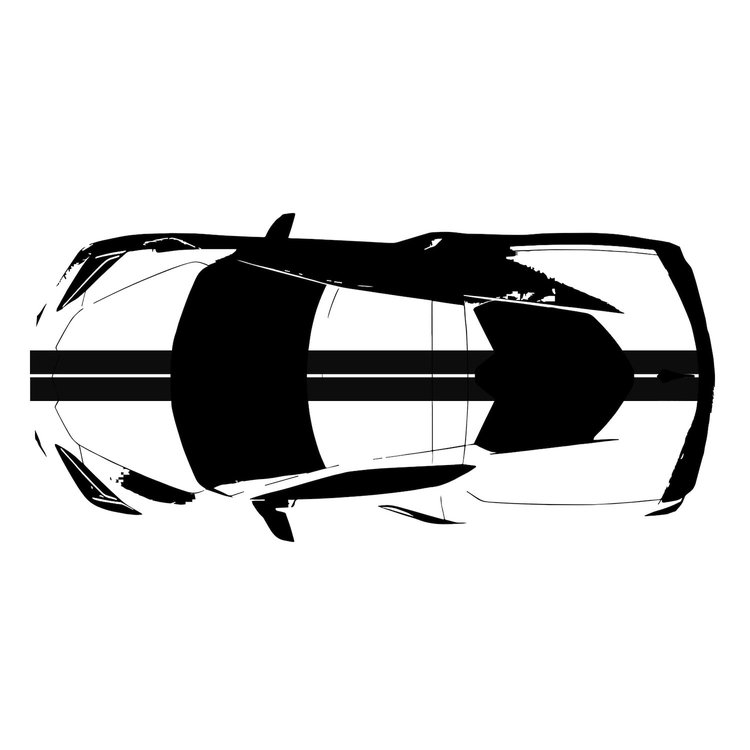 200409 Front to Back Dual Stripes, 2020-2023 Chevy Corvette, Matte Black