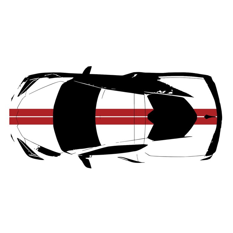 200410 Front to Back Dual Stripes, 2020-2023 Chevy Corvette, Matte Red