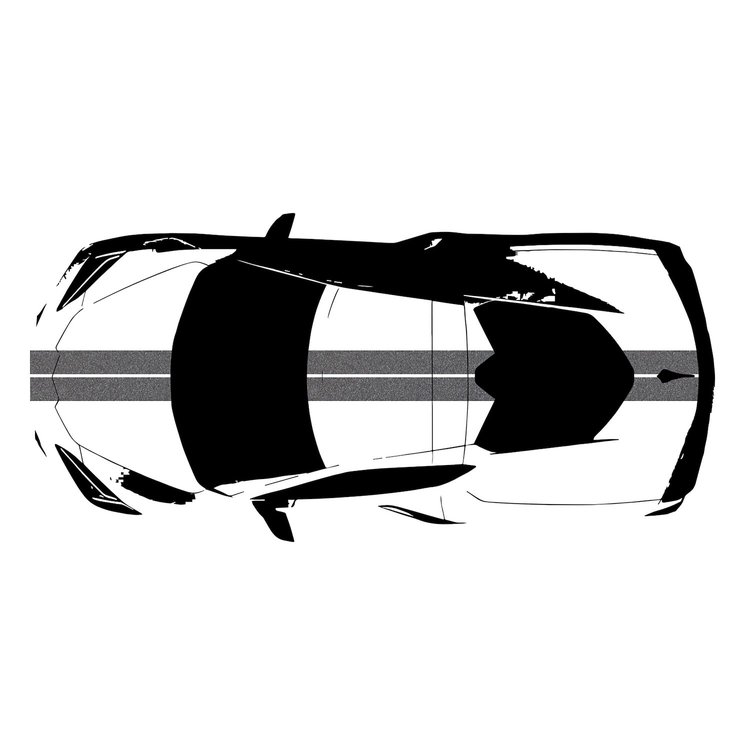 200414 Front to Back Dual Stripes, 2020-2023 Chevy Corvette, Gloss Pearl Black
